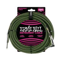 Thumbnail of Ernie Ball 6077 10&#039; Braided Straight / Angle Instrument Cable - Black / Green
