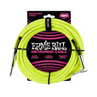 Thumbnail of Ernie Ball 6080 10&#039; Braided Straight / Angle Instrument Cable Neon - Yellow